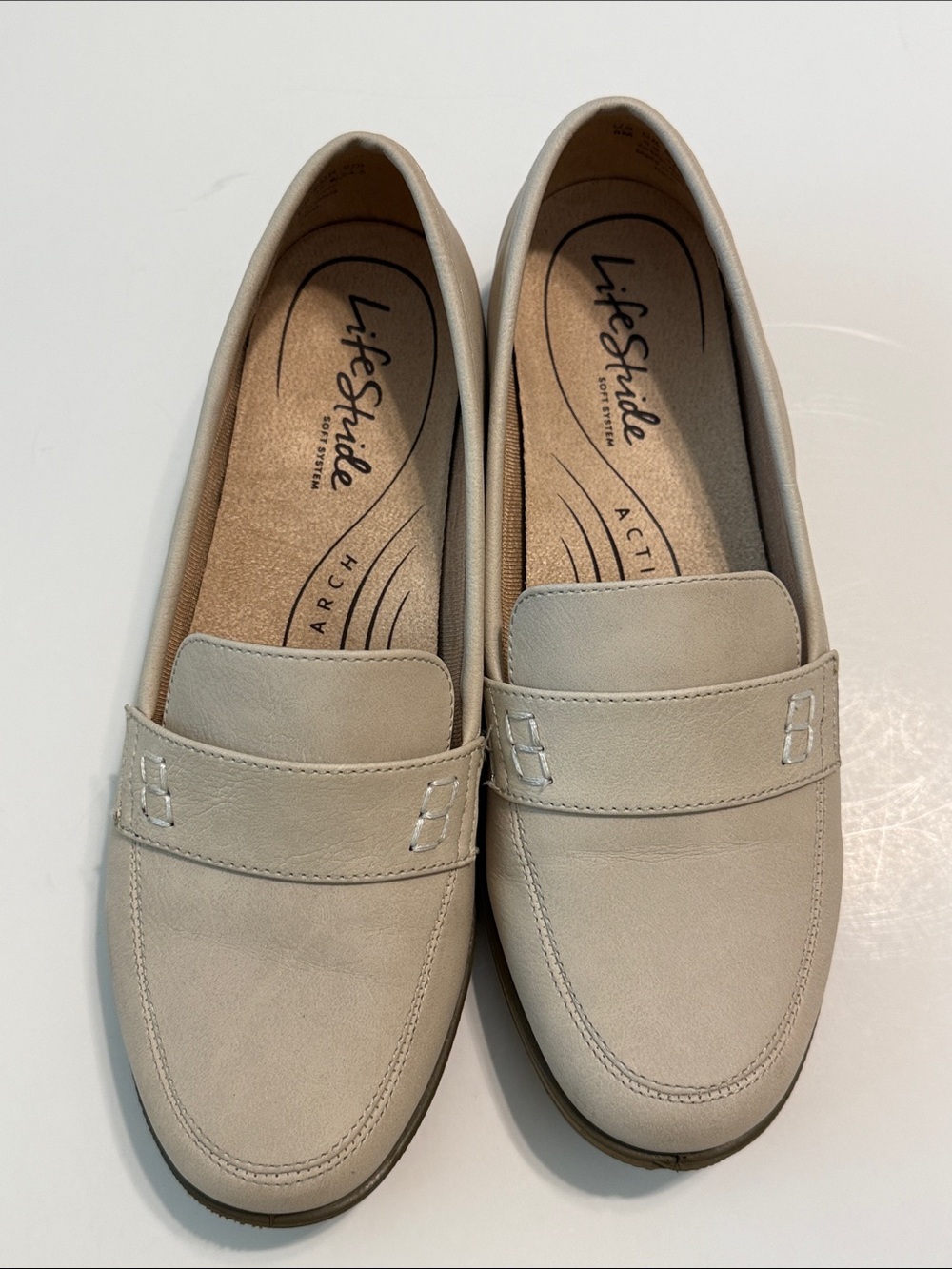 Life Stride Neutral Cream Slip-On Loafers